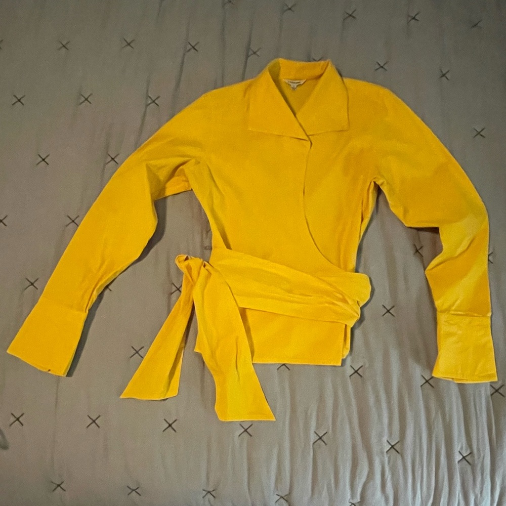 J. Peterman Chloé’s Marvelous Wrap Blouse, Size 10 Gorgeous Bright Yellow